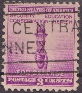 USA 1940 Scott 901 Sello Antorcha de la Libertad Defensa Nacional Seguridad Educacion y Salud usado Estados Unidos Etats Unis